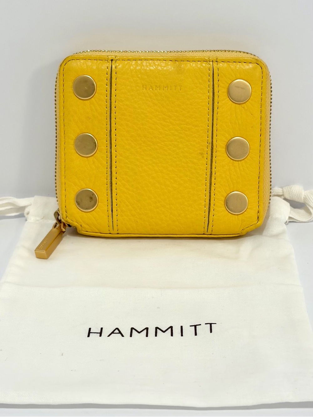 Hammitt 5 North Compact Zip Around Wallet In Double Yellow/Brushed Gold EUC